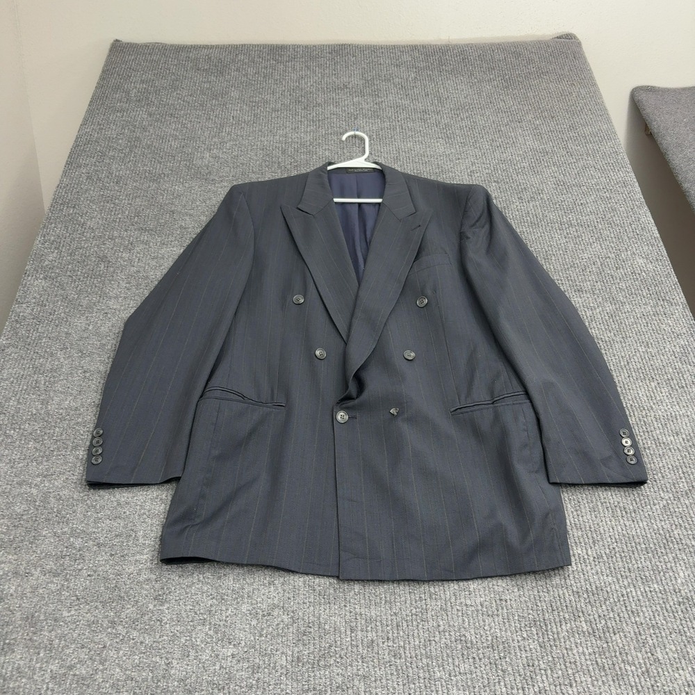 Vintage Christian Aujard Blazer Mens 44 Gray Wool Pinstripe Classic Style